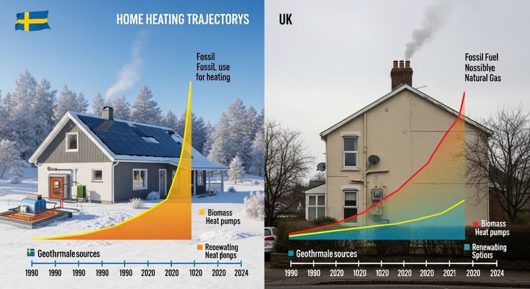 Comparing home heating trajectories in Sweden and the UK